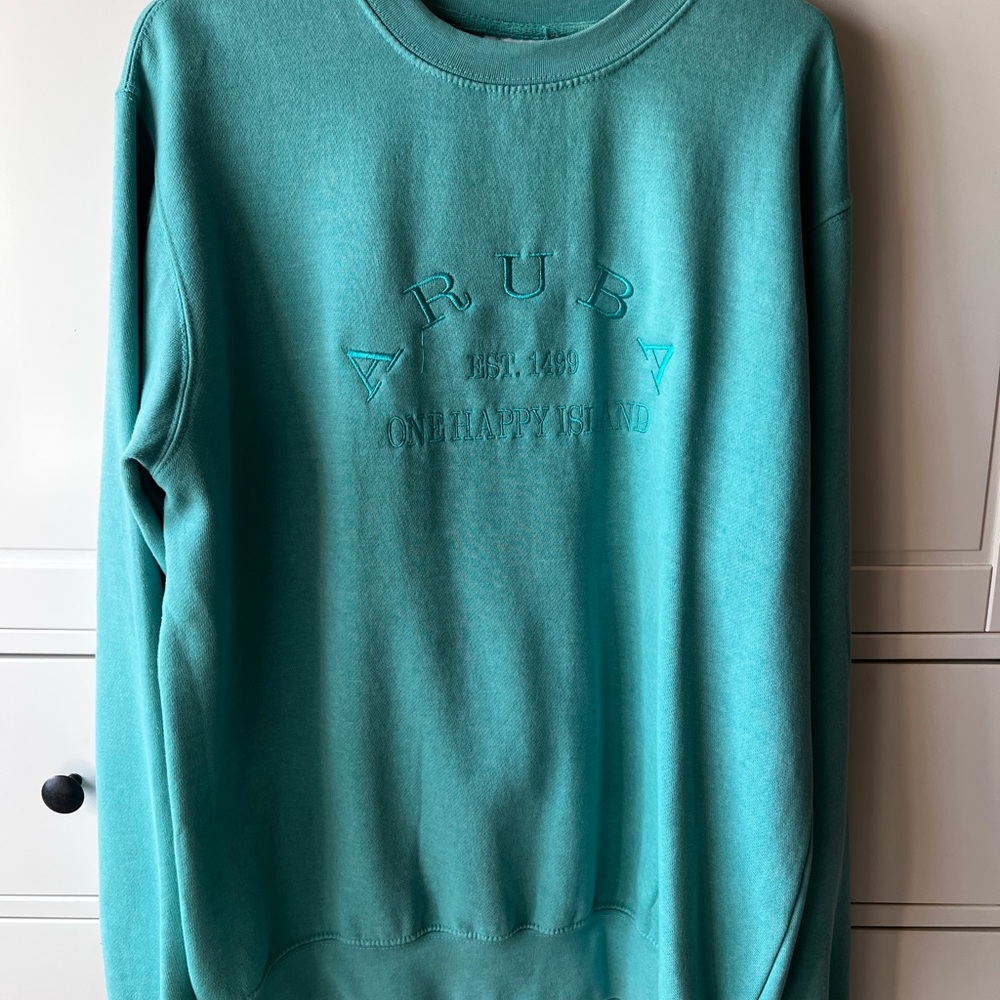 Embroidered Crewneck Sweater - Teal